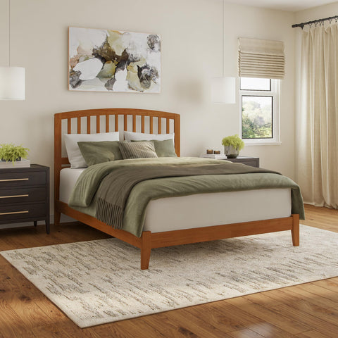 AFI, Richmond Queen Solid Wood Low Profile Platform Bed, Light Toffee