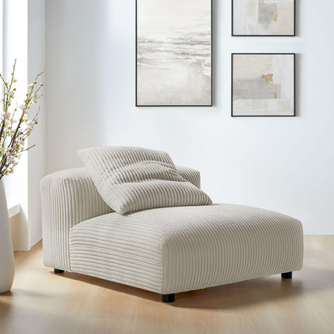 Modway Solace Modular Sofa Armless Chair in Almond - Oversized Corduroy Lounge Chair - Comfy Upholstered Single Sectional Sofa Chair - Modern Accent Lounge Chair for Living Room