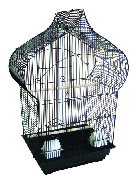 YML TAJ Mahal TOP Bird CAGE with Accessories, Black, Small