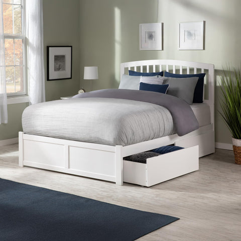 AFI Richmond Queen Size Platform Bed with Footboard & Storage Drawers in White