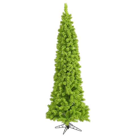 Vickerman 10' Unlit Flocked Lime Fir Artificial Christmas Tree - Snow Covered Faux Lime Green Tree - Seasonal Indoor Home Decor