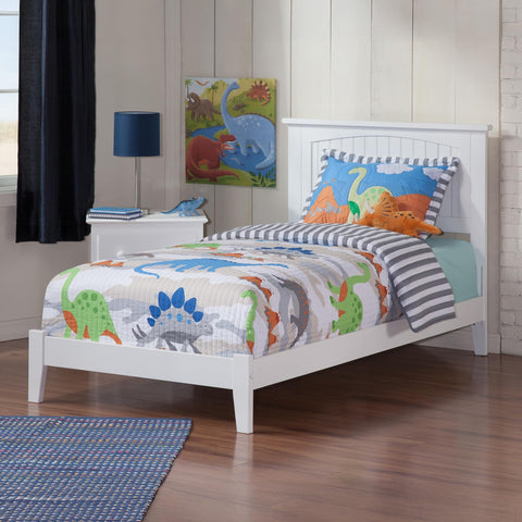 AFI, Nantucket Twin Foundation Bed with Attachable USB Charger, White