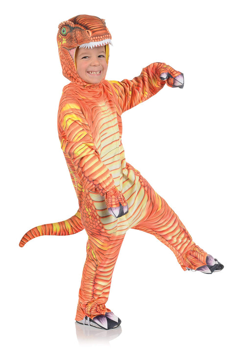 Underwraps Kid's Children's T-Rex Dinosaur Printed Jumpsuit Costume Childrens Costume, Yellow, Large