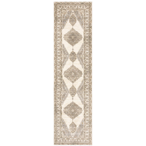 Oriental Weavers Andorra Area Rug - 298C0-2'3" x 8' - in Beige/Ivory - Vintage Inspired, Stain Resistant, Family and Pet Friendly, Entryway, Hallway Runner Rug