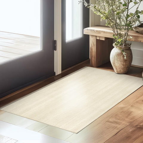 My Magic Carpet Washable Rug - Stain Resistant, Waterproof, Non-Slip - Pet & Family Friendly Machine Washable Indoor Rugs for Bedroom, Living Room, Kitchen, RV (Solid Cream, 3X5ft)