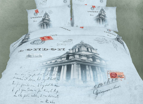 Dolce Mela DM496K 6-Piece Novelty Bedding Duvet Cover Set, King, London, Off-White