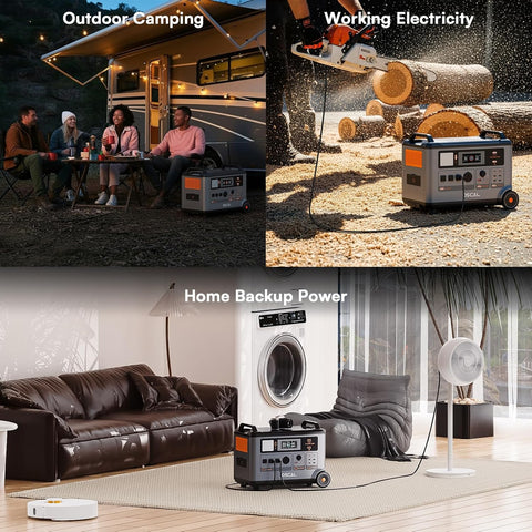 OSCAL 3600Wh Power Station with 2×400W Solar Panel PowerMax 3600, Solar Generator with 4 AC Outlets (6000W Peak), 1.2H Full Charging, APP Control Emergency Power Station for Home, Camping & RVs