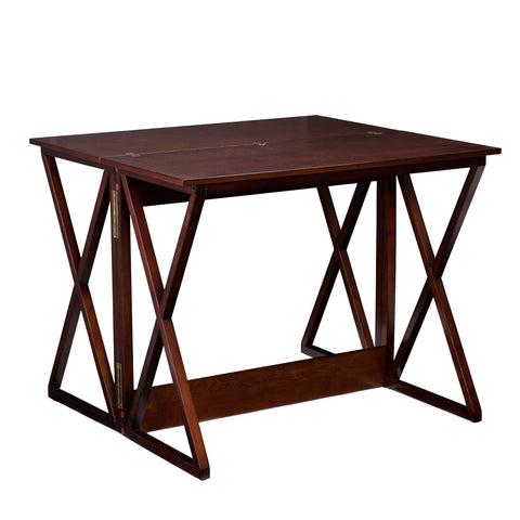 SEI Furniture Derby Expandable Counter-Height Table 48 inches Long with Counter Dining, Living Room With Open Concept Living Space Transitional Style, Brown