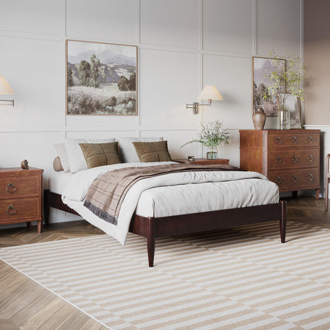 AFI, Pasadena 14" Full Wood Mid Century Modern Low Profile Platform Bed, Espresso
