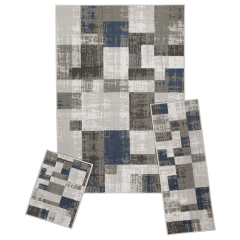 ACHIM 3-Piece Indoor Area Rug Set - Non-Slip Rug Set Includes Large Area Rug with Hallway Runner & Door Mat - Living Room, Bedroom, Kitchen & Entryway Rugs - Soliel Home Decor
