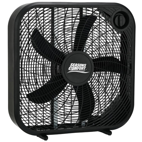 Seasons Comfort 20 Inch Box Fan, 3 Speeds, Quite, Carry Handle - Indoor Use Floor Box Fan