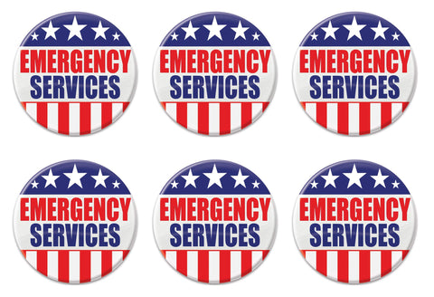 Beistle Patriotic Emergency Services Metal Party Buttons 6 Piece USA Fourth of July Decorations Costume Accessories, 2", Red/White/Blue