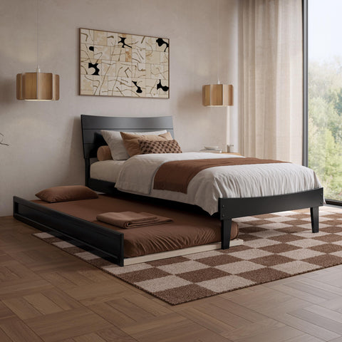 AFI, Phoenix Twin XL Wood Platform Bed with Twin XL Trundle, Black