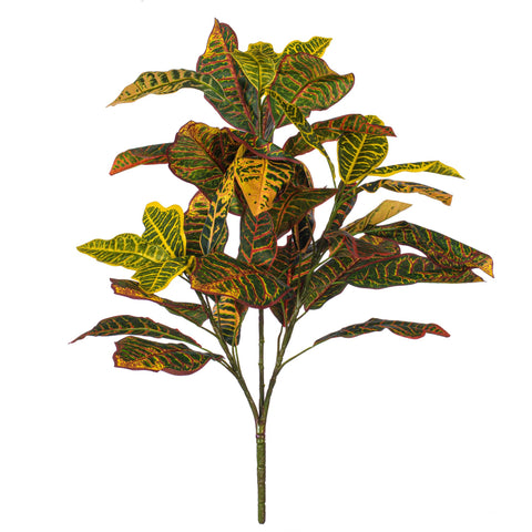 Vickerman 34" Artificial Green and Orange Croton Plant - Faux Indoor Plant Spray - Greenery for Home Or Office Décor
