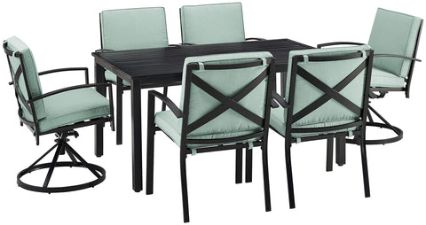 Kaplan 7Pc Outdoor Dining Set Mist/Oil Rubbed Bronze - Table, 2 Swivel Chairs, & 4 Regular Chairs