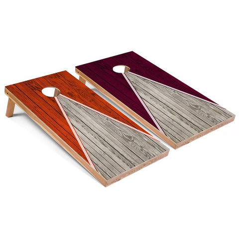 Skip's Garage Orange and Maroon Pyramid All-Weather Cornhole Boards - PVC - Include CASE + Edge Lights