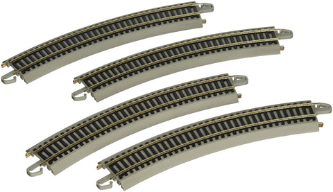Bachmann Trains E-Z TRACK REVERSING 18" RADIUS CURVED (4/card) - NICKEL SILVER Rail With Grey Roadbed - HO Scale