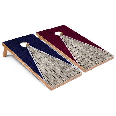 Skip's Garage Navy and Maroon Pyramid All-Weather Cornhole Boards - PVC - Include Carrying Case