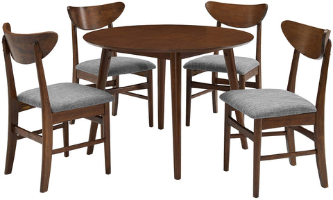 Landon 5-Piece Round Dining Table Set For 4 Mahogany - Table & 4 Wood Back Chairs