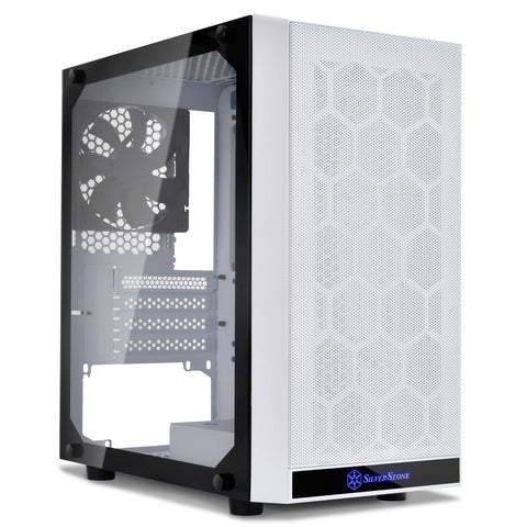 Silverstone SST-PS15W-G (White + Tempered Glass Window) Micro-ATX, Mini-DTX, Mesh Front Panel, Steel Body, Tempered Glass Side Panel