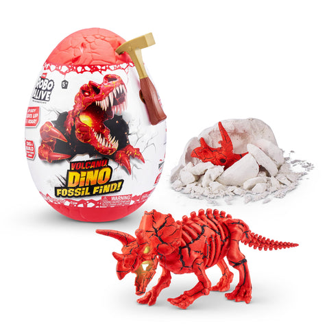 Robo Alive Volcano Dino Fossil Find Triceratops by ZURU Boys Age 5+ Dig and Discover, STEM -Excavate Prehistoric Fossils, Educational Toys, Great Science Kit Gift (Triceratops)