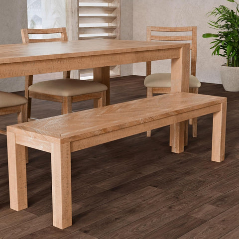 Alpine Furniture Aiden Solid Pine and Plywood Dining Bench, Weathered Natural