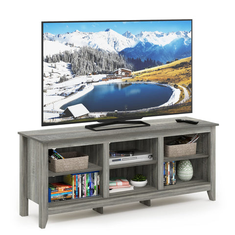 Furinno Jensen TV Stand, TV Entertainment Center with 6 Cube Shelves, TV Console, for TV up to 60 Inch, for Living Room, Bedroom, Grey Oak