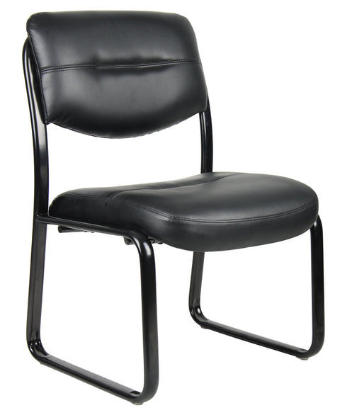 Boss Office Products B9539 Leather Sled Base Side Chair in Black, 250