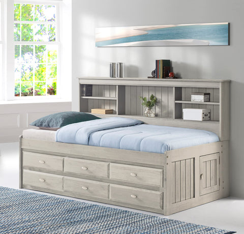 OS Home and Office Furniture Model 82921K3-22 Full Size Bookcase Bed with Three Drawers and Twin Sized Trundle in Dark Espresso