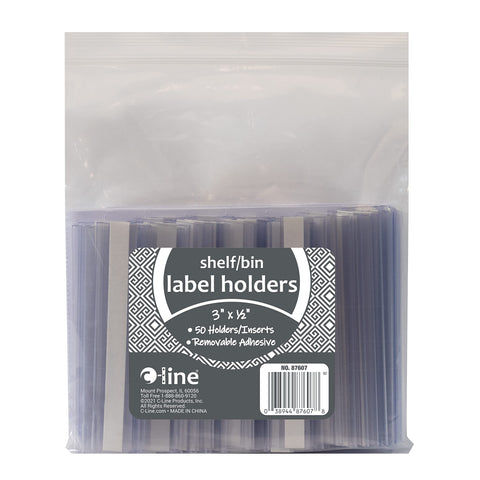 C-Line Self-Adhesive Label Holders, Top Load, 0.5 x 3, Clear, 50/Pack