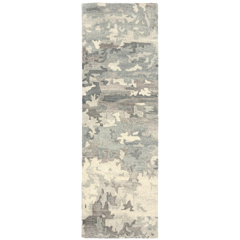 Oriental Weavers Anastasia Hand-Made Wool Area Rug - 68006-2'6" x 8' - in Grey/Charcoal - Modern Style, Hand-Made Wool Rugs, Entryway, Hallway Runner Rug
