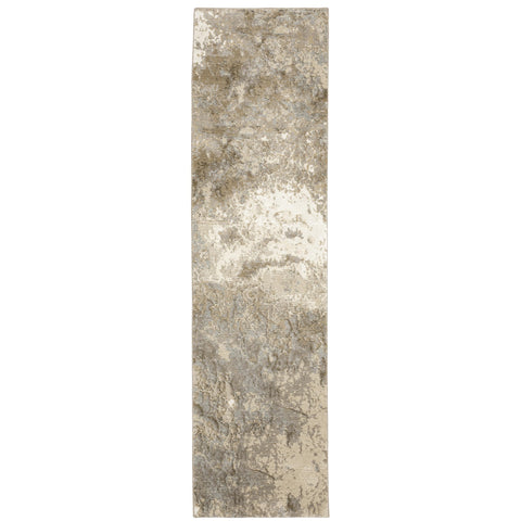 Oriental Weavers Evolution Area Rug - 0960A - 2'3" x 8' - in Beige/Grey - Modern Industrial Style, Stain Resistant, Family and Pet Friendly, Entryway, Hallway Runner Rug