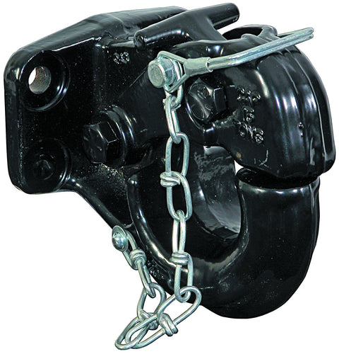 Buyers Products 10040 15 Ton Pintle Hook with Mounting Kit – Heavy Duty Pintle Hitch, Drop?Forged Steel, Black Powder Coated, 30,000 lbs Towing Capacity, 6,000 lbs MVL, Bolt?On Pintle Hook Hitch