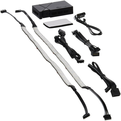 Black plastic cover 1 X RGB 4pin in Molex power in 8 X RGB 4pin out ports included RGB LED strip x22 X 300mm male to female & RGB 4pin extend Y cable
