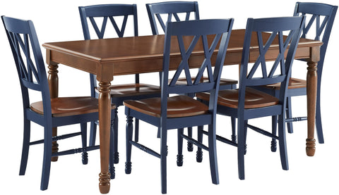 Shelby 7-Piece Dining Table Set For 6 Navy/Dark Cherry - Table & 6 Chairs