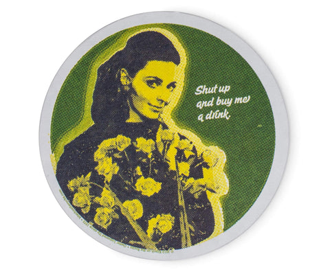 Single Retro Cork Drink Coaster - Shut Up and Buy Me A Drink