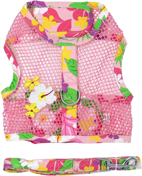 Cool Mesh Dog Harness - Dog Vest for Pets, Simple Step in and Go Design, Harness for Dogs with Leash, Pink Hawaiian Floral, X-Small by Doggie Design