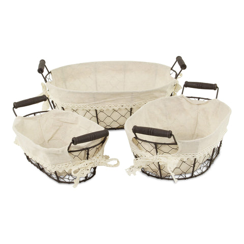 Raphina Set of 3 Lined Wire Trays - Oval