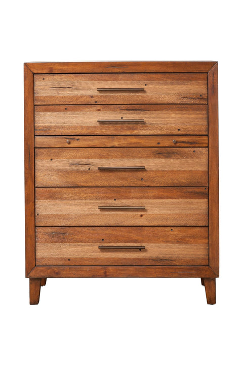 Origins by Alpine Trinidad 5 Drawer Multifunction Chest Toffee