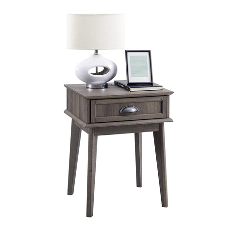 Caffoz Newport Series Tall End Side Table with Fully Extended Storage Drawer Look Accent Living Room Bedroom Home Decor Retro Furniture (Smoke Oak)