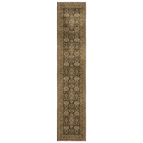 Oriental Weavers Andorra Area Rug - 2431A - 2'6" x 12' - in Brown/Gold - Vintage Inspired, Stain Resistant, Family and Pet Friendly, Entryway, Hallway Runner Rug