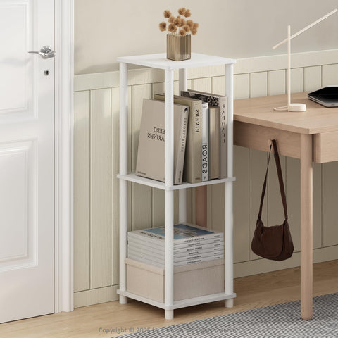 Furinno Turn-N-Tube Easy Assembly Stackable Bookcase Bookshelf White/White