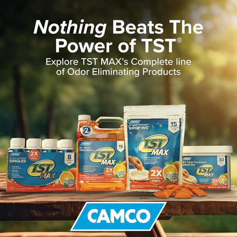 Camco TST MAX Camper/RV Toilet Treatment - Features Septic Safe Formula & Stops Odors Up to 7 Days – Orange Scent, 64 oz (41195)