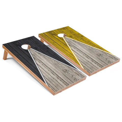 Skip's Garage Dark Grey and Yellow Pyramid All-Weather Cornhole Boards - PVC - NO Accessories
