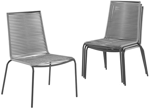 Fenton 4Pc Stackable Wicker Outdoor Chair Set Gray/Matte Black - 4 Chairs