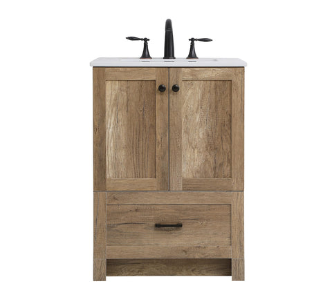 24 in. Single Bathroom Vanity, Natural Oak