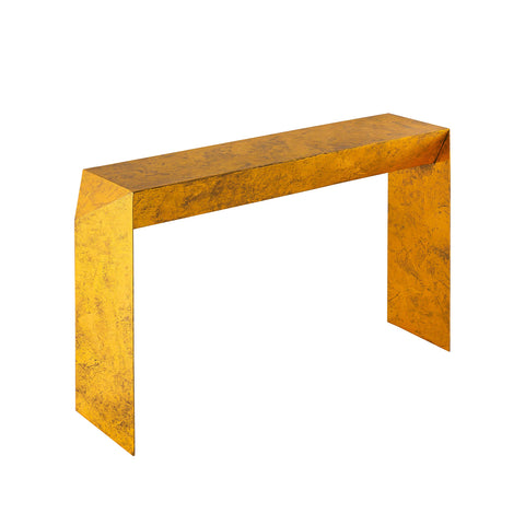 Pasargad Home Katya Gold Foil Iron Console Table, Gold - Small Sofa End Table Indoor Accent Table - Table for Living Room, Bedroom - Luxury Room Office