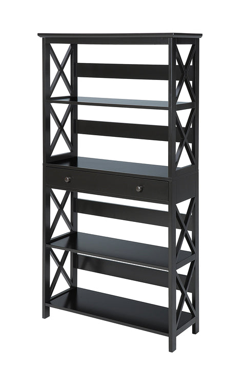 Convenience Concepts Oxford 5 Tier Bookcase with Drawer, Black