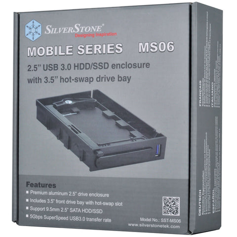 Silverstone Tek 2.5-Inch USB 3.0 HDD/SDD Enclosure with 3.5-Inch Hot-Swap Drive Bay (MS06)