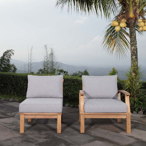 Modway EEI-1823-NAT-GRY-SET Marina Premium Grade A Teak Wood 2-Piece Outdoor Patio Furniture Set, Natural Gray